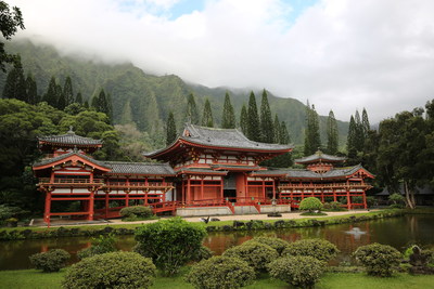 Byodo-In Temple, inside Valley of the Temples Memorial Park in Kaneohe, Hawaii.