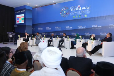 Panel discussion at the Transform launch. Panel from left to right: Matthew Freud (freud communications), Her Excellency Ms. Grace Naledi Mandisa Pandor (Minister of Higher Education and Training for South Africa), Prof. Mohamed Hassan (InterAcademy Partnership), H.E. Dr. Bandar Hajjar (Islamic Development Bank Group), Dr. Hayat Sindi (Chief Scientific Advisor to the Islamic Development Bank),  Prof. Zakri Abdul Hamid (Science Advisor to the Prime Minister of Malaysia), Prof. Abdallah Daar (Prof. Public Health Sciences and of Surgery, University of Toronto). (PRNewsfoto/the Islamic Development Bank)