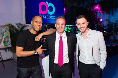 Playbook Hub founder and CEO Rudi Pienaar (centre) with performing Playbook DJ’s Matthew Romeo and Conor Cutz (CNW Group/Playbook Hub Canada)