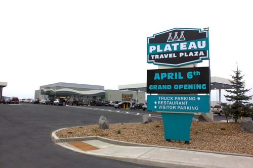 Plateau Travel Plaza Opens Today, April 6, in Madras OR. Located in the Jefferson County Industrial Park right off US-26 at NW Cherry Lane, it's the newest and largest full service truck and travel stop within 120 miles.