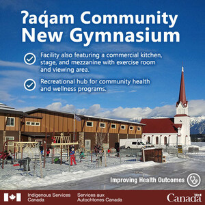Minister Philpott congratulates the community of ʔaq̓am on the grand opening of their new gymnasium