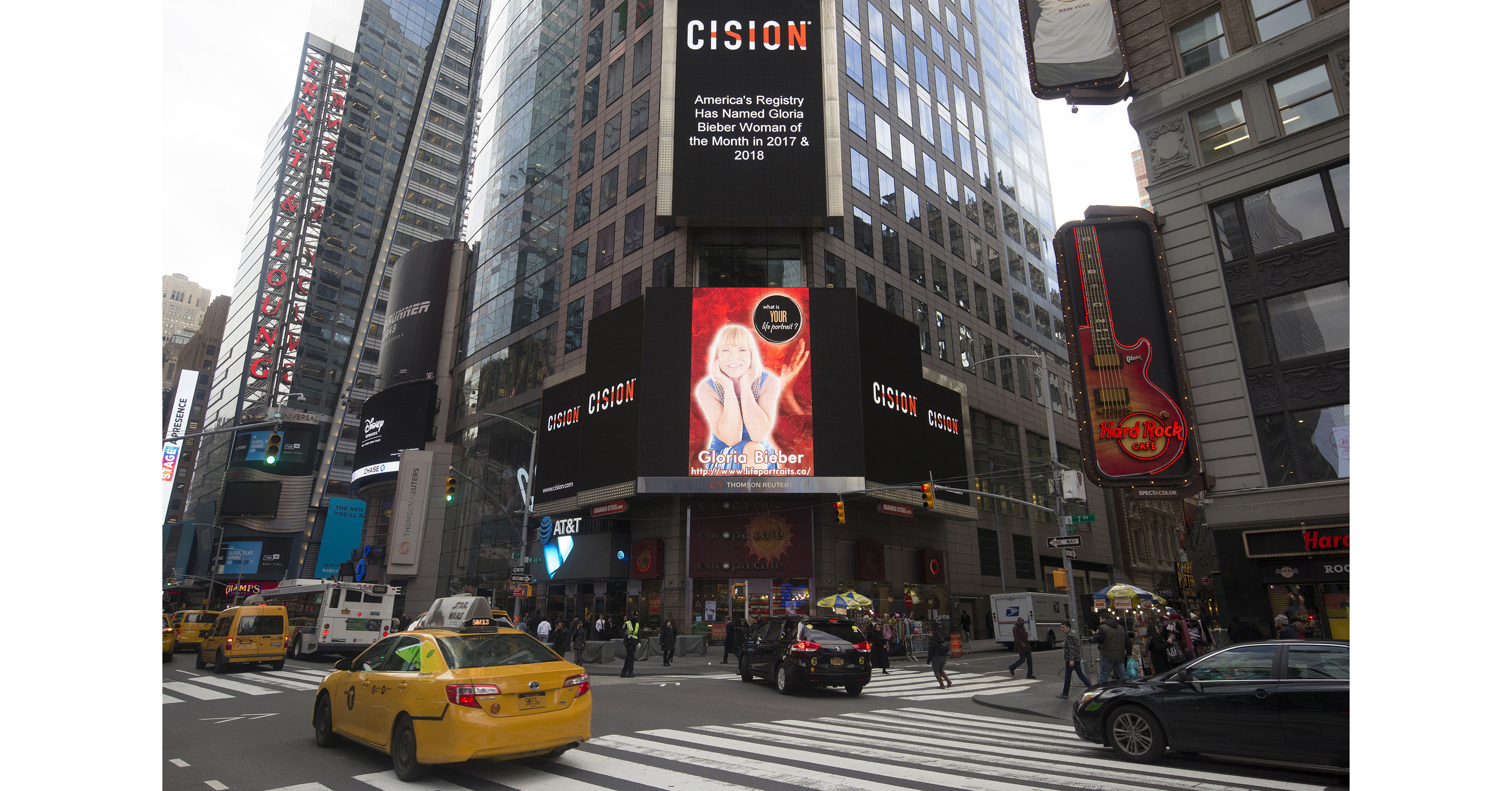 America's Registry honors Gloria Bieber with Times Square Appearance