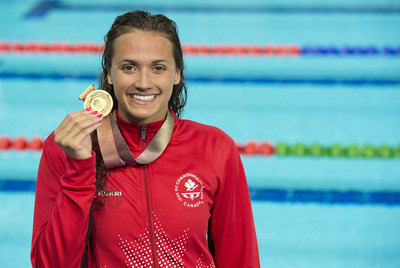 La nageuse canadienne Kylie Masse gagne la mdaille d'or aujourd'hui au 200m dos aux Jeux du Commonwealth 2018  Gold Coast, Australie (Groupe CNW/Association canadienne des Jeux du Commonwealth)