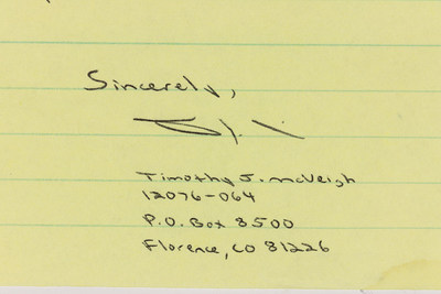 Oklahoma City Bomber's Handwritten Manifesto to be Sold at Auction April 17-18