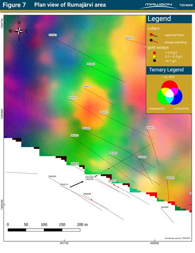 Figure 7 - Plan view of Rumajärvi area (CNW Group/Mawson Resources Ltd.)