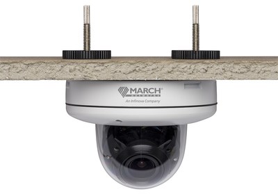 March Networks CA2 Series HD analog cameras offer a tool-free drop ceiling mount. Push through the ceiling and tighten the bolts to install; no screws or tools required! (CNW Group/MARCH NETWORKS CORPORATION)
