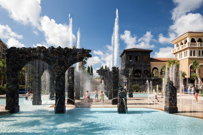 The resort's 5-acre water park includes an interactive Splash Zone, pictured, plus two water slides, a family pool and a separate adult-only pool.