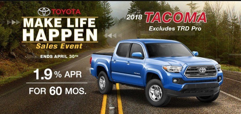 flyer for the Make Life Happen sales event, which is happening now at Roberts Toyota.