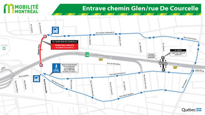 Entrave chemin Glen/rue De Courcelle (Groupe CNW/Ministre des Transports, de la Mobilit durable et de l'lectrification des transports)