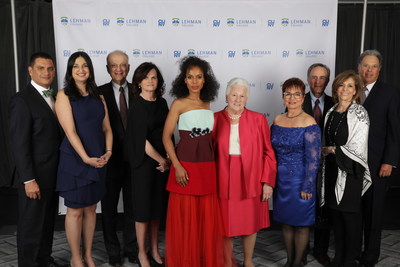 From left: Lehman College President José Luis Cruz and his wife, Dr. Rima Brusi; honorees Christopher Stavrou and Joanne Walsh Stavrou; honoree Kerry Washington; honoree Wendy Lehman Lash; Lehman College Foundation Chair Myrna Rivera; honorees Ivan and Phyllis Seidenberg; and Lehman College Foundation Vice Chair Ira Cohen