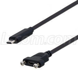 Panel-mount USB Type-C cable