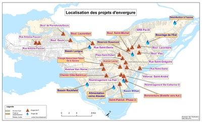 Localisation des projets d'envergure (Groupe CNW/Ville de Montral - Cabinet de la mairesse et du comit excutif)