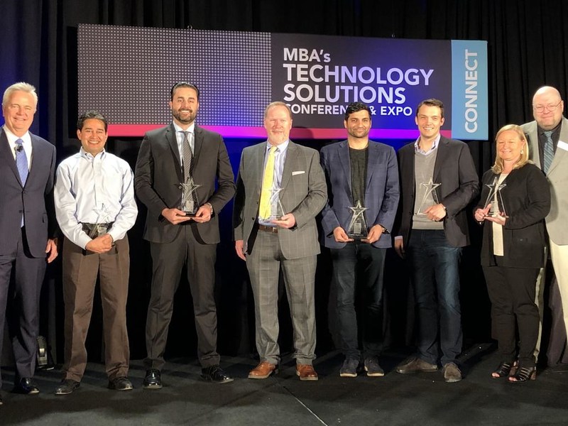 2018 Tech All-Stars (From Left to Right): Rajesh Bhat / Roostify, Sean Faries, CEO, Land Gorilla Harry Gardner / Docutech, Nima Ghamsari / Blend, Pat Kinsel / Notarize Inc., Wendy Peel / ReverseVision