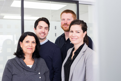 Left to right: XpertSea co-founders Sylvie Lavigne (Vice-President), François Robitaille (Head of Finance), Cody Andrews (Engineer), and Valérie Robitaille (CEO). Photo courtesy of XpertSea. (CNW Group/XpertSea)