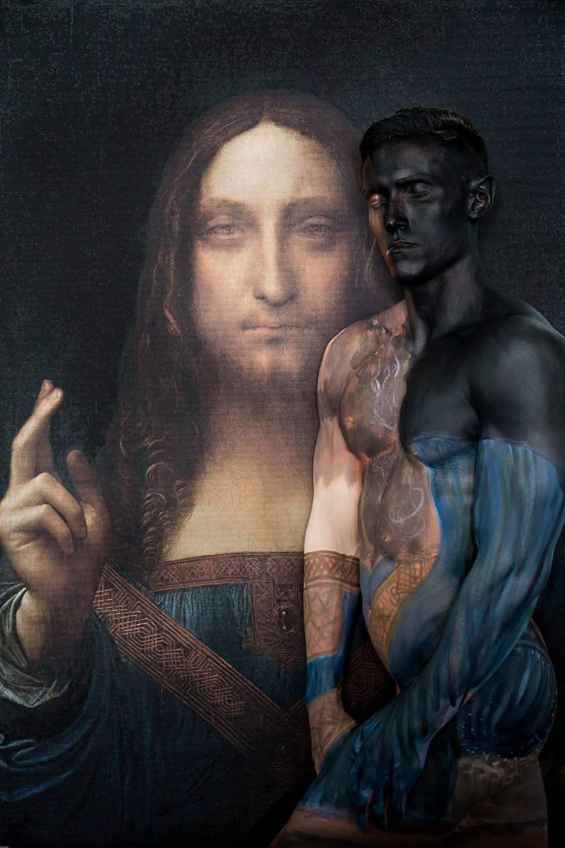 As part of the exhibition, Trina Merry will do a rare live body paint performance into da Vinci’s “Salvator Mundi” during Superfine! New York's Twilight Vernissage from 9pm-midnight on Wednesday May 2. The controversial da Vinci painting was recently sold for a record-breaking $450.3 million last November during a 19-minute auction held by the auction house Christie’s, which marketed the painting as “The last Da Vinci.”