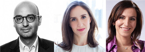 Media reporters Michael Calderone, of Politico, and Emily Steel, of The New York Times, will be in conversation with Ioanna Roumeliotis, reporter with CBC News' The National, at the Canadian Journalism Foundation J-Talk on April 24 in Toronto. (CNW Group/Canadian Journalism Foundation)