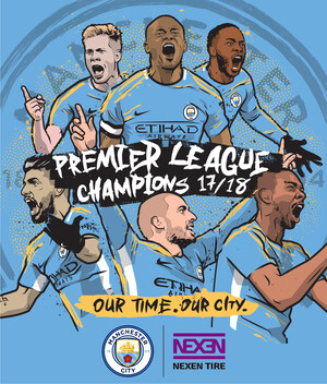 Manchester City, le partenaire de Nexen Tire, champion 2017/18 de la Premier League anglaise