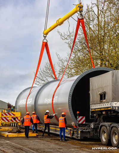 HyperloopTT Full-Scale Tubes Unloaded in Toulouse, France