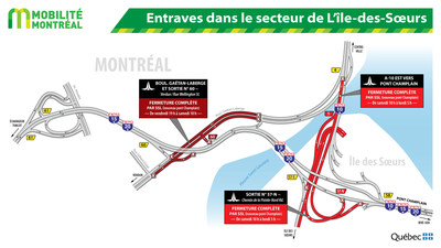 Entraves dans le secteur de L'ile-des-Soeurs (Groupe CNW/Ministère des Transports, de la Mobilité durable et de l'Électrification des transports)
