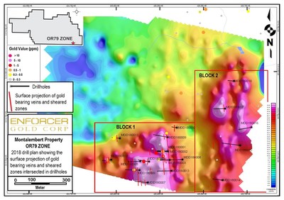 OR79 Drill Hole Plan Au, Montalembert Gold Project (CNW Group/Enforcer Gold)