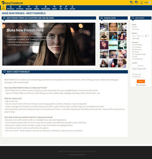 MeetTheWorld.com provides free one-on-one video, audio and text