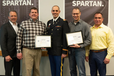 Left to right: Daryl Adams, President and CEO; Doug Worden, Engineering Group Leader; Dave Strange, Engineer and Company Commander for United States Army Reserve; Johann Eloff, Chief Engineer; and Tony Pashigian, Corporate Vice President of Engineering.