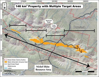 Figure 1 – Exploration Targets Within Nickel Shäw Land Package (CNW Group/Nickel Creek Platinum Corp.)