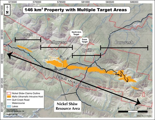 Figure 1 – Exploration Targets Within Nickel Shäw Land Package (CNW Group/Nickel Creek Platinum Corp.)