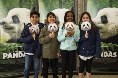 An embarrassment of pandas! Grade 6 students from Grenoble Public School paws-ed for a quick photo at the Pandas advance IMAX screening today. The family-friendly documentary adventure opens on April 28 at the Ontario Science Centre for an exclusive engagement in Toronto. (CNW Group/Ontario Science Centre)