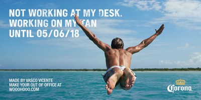 Not working at my desk. Working on my tan until 05/06/18. Made by Vasco Vicente. Make your our of office at WOOOHOOO.com.