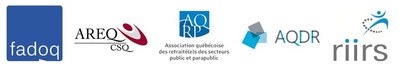 Logos : FADOQ, AREQ-CSQ, AQRP, AQDR, RIIRS (Groupe CNW/CSQ)