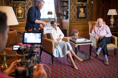 The Duke and Duchess of Devonshire during the filming of Sotheby's video series 'Treasures from Chatsworth', one of the winners of this year's prestigious 22nd Annual Webby Awards.  The 13 part series was awards a Webby for the Best Branded Series.  Sotheby's was nominated for three Webby Awards in total, including Best VR: Branded Cinematic or Pre-Rendered and Animation.