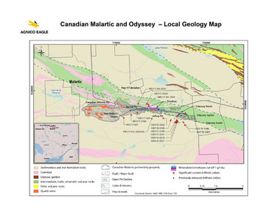 Canadian Malartic and Odyssey - Local Geology Map (CNW Group/Agnico Eagle Mines Limited)
