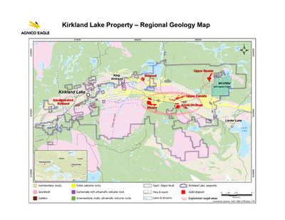 Kirkland Lake Property - Regional Geology Map (CNW Group/Agnico Eagle Mines Limited)