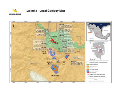 La India - Local Geology Map (CNW Group/Agnico Eagle Mines Limited)
