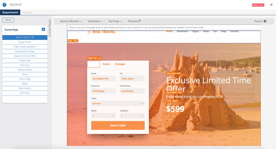 Sentient Ascend editor showing travel experiment Sentient Ascend editor showing travel experiment