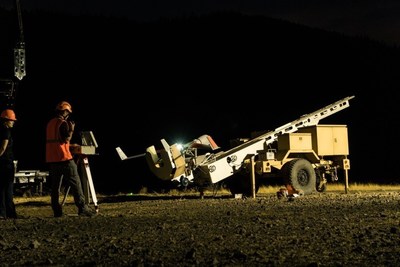 ScanEagle poised for launch at 2017 Eagle Creek fire in Oregon.