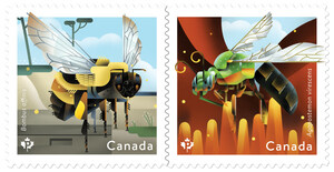 Bold and beautiful, bee stamps pay tribute to native pollinators