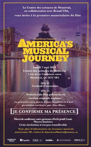 Invitation : Première du film America's Musical Journey 3D et spectacle d'Aloe Blacc