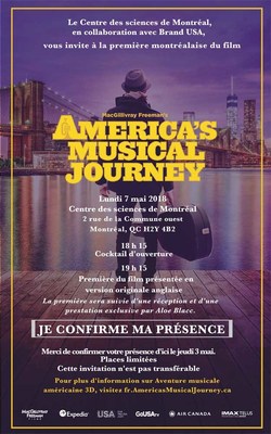 Invitation : Premire du film America's Musical Journey 3D et spectacle d'Aloe Blacc (Groupe CNW/Socit du Vieux-Port de Montral)