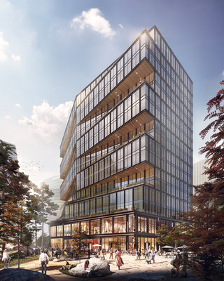 Amazon’s new office building in WS Development’s Boston Seaport
development 
(Courtesy WS Development)