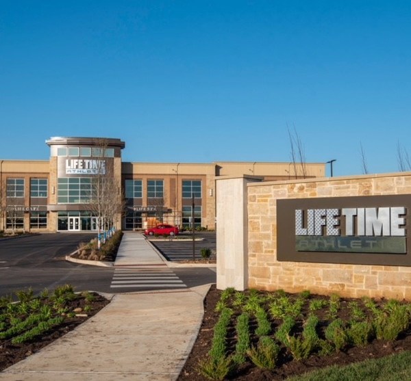 Exterior picture of the front entrance at Life Time Princeton