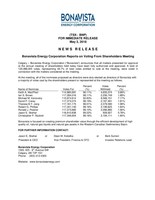 Bonavista Energy Corporation Reports on Voting From Shareholders Meeting