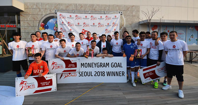 Winners of the first edition of the MoneyGram G.O.A.L. soccer tournament in South Korea