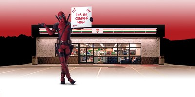 7-Eleven may have gotten more than it bargained for by bringing Deadpool’s unique humor and charisma into stores. Coast to coast, inside and out, participating locations are blanketed with messages, doodles, and thoughtful musings from everyone’s favorite hero. (PRNewsfoto/7-Eleven, Inc.)