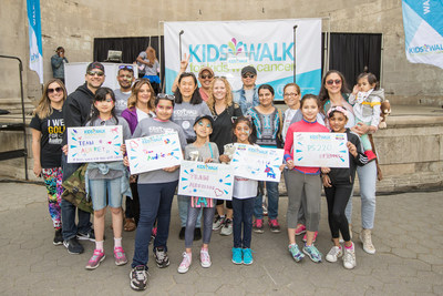 Enthusiastic participants show their support at the annual Kids Walk event in Central Park in New York on May 5, 2018. Kids Walk has raised $1.3 million this year. Every dollar goes directly to pediatric cancer research at Memorial Sloan Kettering Cancer Center.