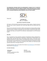 SDX ENERGY INC. ("SDX" or the "Company") - Spud of Kelvin-1X exploration well, Egypt (CNW Group/SDX Energy Inc.)
