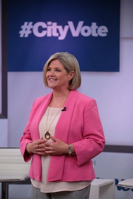 Andrea Horwath, leader of the Ontario New Democratic Party, takes part in #CityVote: The Debate at the City and OMNI Television Studio. This was the first televised debate ahead of June's election for the new Premier of Ontario. (CNW Group/City)