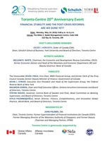 FINANCIAL STABILITY AND THE POST-CRISIS REFORMS: ARE WE DONE YET? - Program Flyer (CNW Group/Toronto Centre)