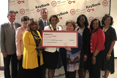 (L-R) ConxusNEO Board Chair, Dave Sattler & Vice Chair, Terri Johnson; Adriene Bruce, VP, CRO, KeyBank; Timothy Burke, Eastern Ohio Market President, KeyBank; Dr. Sadie M. Winlock, Pres. & CEO, Akron Urban League; Akron Urban League Board Treasurer, Elizabeth Bartz; Dionna Stokes, Project Coordinator, Summit Workforce Development Project; Vernia Johnson, Sr. Director, Programs & Services, Akron Urban League; Gloria Ware, Director, KeyBank Center for Technology, Innovation & Inclusive Growth